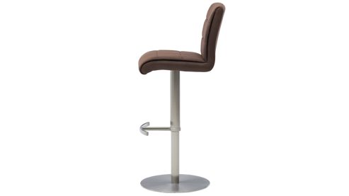 Barstuhl Interliving aus Kunstfaser in Braun Interliving Esszimmer Serie 5122 – Tresenstuhl mit Liftfunktion rostbraune Mikrofaser & gebürsteter Edelstahl