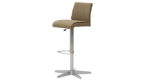 Barstuhl Interliving aus Kunstfaser in Grün Interliving Esszimmer Serie 5122 – Barhocker ST52 mit Liftfunktion farngrüne Mikrofaser & gebürsteter Edelstahl