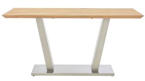 Tischgruppe Interliving aus Holz in Holzfarben Interliving Esszimmer Serie 5122 – Essgruppe mit sechs Stühlen Wildeiche, fangofarbenes Kunstleder & Edelstahl