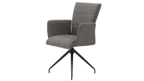 Vierfußstuhl Interliving aus Kunstfaser in Dunkelgrau Interliving Esszimmer Serie 5122 – Armlehnstuhl onyxfarbene Mikrofaser & mattschwarzes Metall