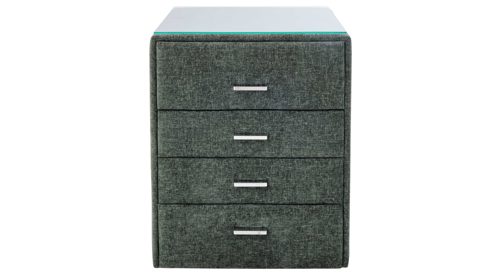 Nachtkommode Interliving aus Stoff in Grün Interliving Boxspringbett Serie 1420 - Nachtkonsole 47 moosgrüne Chenille Toni - vier Schubladen, Breite ca. 50 cm