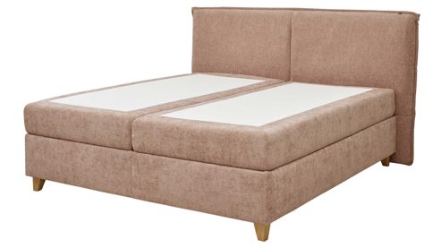 Boxspringbett Interliving aus Stoff in Rosa Interliving Bettensystem Serie 1420 - Boxspringbett sienfarbene Chenille Toni & Wildeichefüße - Liegefläche ca. 180 x 200 cm