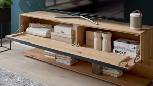 Lowboard Interliving aus Holz in Holzfarben Interliving Wohnzimmer Serie 2033 - Lowboard 126907 Asteiche - eine Klapptür, Länge ca. 182 cm