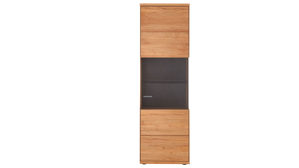 Vitrine Decker aus Holz in Holzfarben Hell Vitrine naturfarbene Kernbuche – eine Tür, ca. 62 x 200 cm