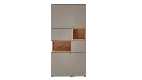 Vitrine Venjakob aus Kunststoff in Grau VENJAKOB Andiamo 3.0 Vitrine Steingrau & Wildeiche - Rechtsanschlag, ca. 100 x 208 cm