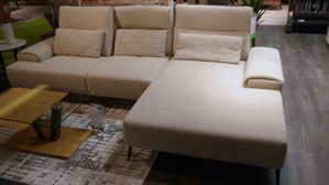 Ecksofa W.schillig aus Metall Stoff in Sand W. Schillig Eckkombination Caroline, Polstergarnitur Stoff Longlife sand & schwarze Metallfüße – Stellfläche ca. 312 x 180 cm