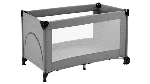 Babyzimmer Babyworld aus Kunststoff in Grau Babyworld Baby-Reisebett mit Einstieg + Rollen Farbe Grau, mit 2 Rollen - Liegefläche ca. 60 x 120 cm