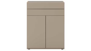 Highboard Interliving aus Holz in Grau Interliving Wohnzimmer Serie 2031 - Highboard BK18071 Grau & Risseiche - vier Türen, zwei Schubladen, Breite ca. 180 cm