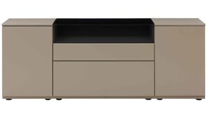 Sideboard Interliving aus Holz in Grau Interliving Wohnzimmer Serie 2031 - Sideboard Grau & Risseiche - zwei Türen, zwei Schubladen, Breite ca. 180 cm