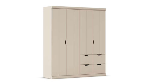 Kleiderschrank Rauch aus Holz in Weiß rauch BLUE Frieda - Drehtürenschrank Alpinweiß - vier Türen, vier Schubkästen, Breite ca. 180 cm