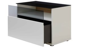 Wohnwand Interliving aus Holz in Weiß Interliving Wohnzimmer Serie 2031 - Wohnwand Tonweiß & graues Glas - Länge ca. 330 cm