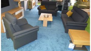 3-2+1 COMFORT SMART aus Leder in Anthrazit Carina Polstergarnitur Primus 3-2-1 Dreisitzer, Zweisitzer, Sessel Stoff anthrazit – Metallfuss - hoher Rücken