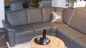 Ecksofa modulmaster aus Leder Metall in Anthrazit Aluminium Polinova MM-PN1059 Wohnlandschaft, Polstergarnitur mit Sessel Leder Belvita anthrazit & Metallfüße – Stellfläche ca. 255 x 345 cm