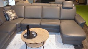 Ecksofa modulmaster aus Leder Metall in Anthrazit Aluminium Polinova MM-PN1059 Wohnlandschaft, Polstergarnitur mit Sessel Leder Belvita anthrazit & Metallfüße – Stellfläche ca. 255 x 345 cm