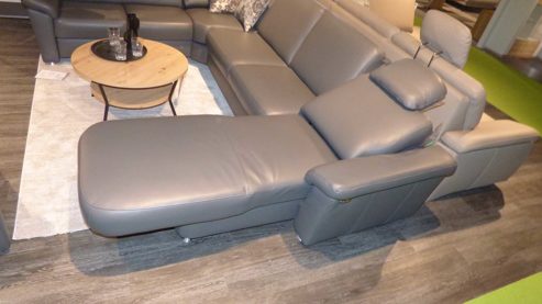 Ecksofa modulmaster aus Leder Metall in Anthrazit Aluminium Polinova MM-PN1059 Wohnlandschaft, Polstergarnitur mit Sessel Leder Belvita anthrazit & Metallfüße – Stellfläche ca. 255 x 345 cm