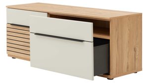 Wohnwand Interliving aus Holz in Beige Interliving Wohnzimmer Serie 2032 - Wohnwand Sandbeige & Risseiche - Länge ca. 315 cm