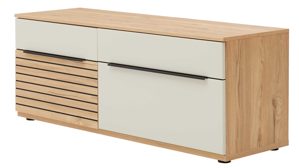 Wohnwand Interliving aus Holz in Beige Interliving Wohnzimmer Serie 2032 - Wohnwand EB31501 Sandbeige & Risseiche - Länge ca. 315 cm