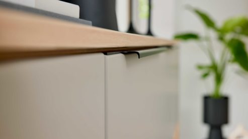 Wohnwand Interliving aus Holz in Grau Interliving Wohnzimmer Serie 2032 - Wohnwand Grau & Risseiche- Länge ca. 270 cm