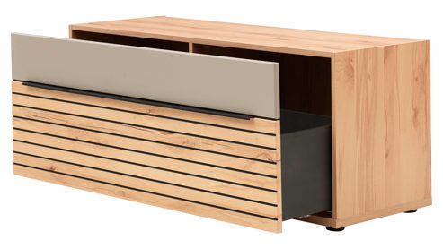 Wohnwand Interliving aus Holz in Grau Interliving Wohnzimmer Serie 2032 - Wohnwand Grau & Risseiche- Länge ca. 270 cm