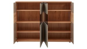 Highboard Interliving aus Holz in Grau Interliving Wohnzimmer Serie 2032 - Highboard B18071 Grau & Risseiche - vier Türen, Breite ca. 180 cm