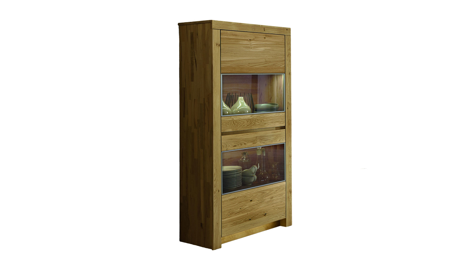Vitrine Wöstmann markenmöbel aus Holz in Holzfarben WÖSTMANN Vitrine mit zwei Glasausschnitten Wildeiche - zwei Türen, Breite ca. 72 cm
