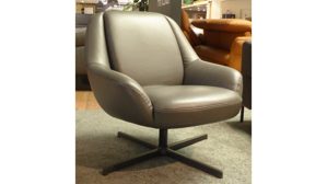 Einzelsessel Freistil aus Leder Metall in Dunkelbraun Dunkelgrau ROLF BENZ freistil 138 Sessel mit Kreuzfuss Leder 9044 dunkel graubraun, drehbares Gestell mit Kreuzfuss