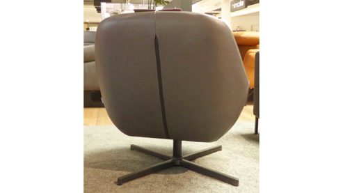 Einzelsessel Freistil aus Leder Metall in Dunkelbraun Dunkelgrau ROLF BENZ freistil 138 Sessel mit Kreuzfuss Leder 9044 dunkel graubraun, drehbares Gestell mit Kreuzfuss