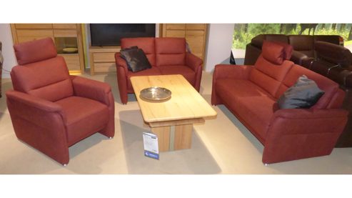 3-2+1 OrthoSedis aus Aluminium Stoff in Dunkelrot Polstergarnitur OrthoSedis 5.0 - 3-2-1 Kombination bordeauxfarbener Stoffbezug Ares, Fuss Aluminium