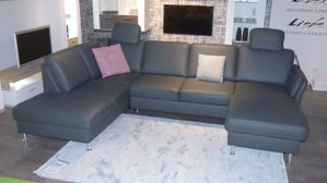 Ecksofa modulmaster aus Leder Metall in Anthrazit Modulmaster MM-PN1080 Polstergarnitur - anthrazitfarbenes Leder Torro & Metallfüße – Stellfläche ca. 200 x 305 x 168-204 cm