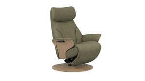 Sessel Ekornes aus Holz Metall Stoff in Dunkelgrün Holzfarben Hell Stressless ADAM M Power Disc Relax-Sessel Stoff Orchid Green, Gestell Disc Oak natural, elektrisch verstellbar