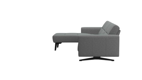 Sofa Ekornes aus Metall Stoff in Hellgrau Schwarz Stressless Elementgruppe Stella M, Polstergarnitur mit Longseat Stoff Calido 11 light grey, Fuss 024 BA 18 matte black