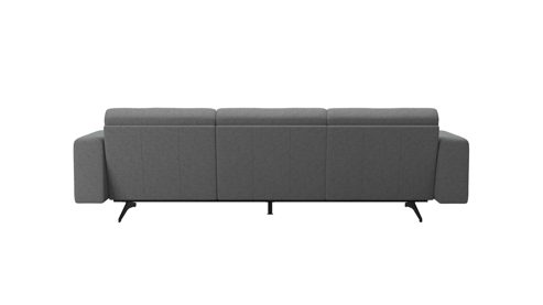 Sofa Ekornes aus Metall Stoff in Hellgrau Schwarz Stressless Elementgruppe Stella M, Polstergarnitur mit Longseat Stoff Calido 11 light grey, Fuss 024 BA 18 matte black