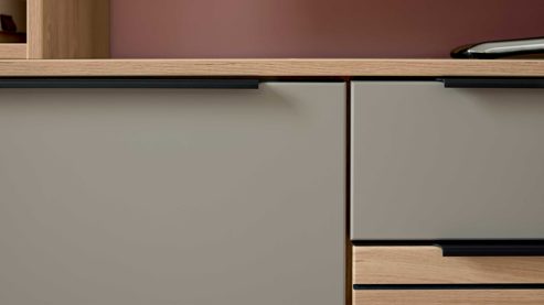 Wohnwand Interliving aus Holz in Grau Interliving Wohnzimmer Serie 2032 - Wohnwand Grau & Risseiche - Länge ca. 315 cm