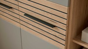 Wohnwand Interliving aus Holz in Grau Interliving Wohnzimmer Serie 2032 - Wohnwand Grau & Risseiche - Länge ca. 315 cm