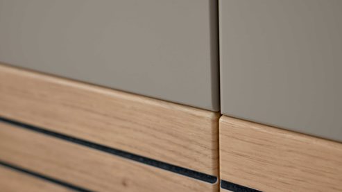 Wohnwand Interliving aus Holz in Grau Interliving Wohnzimmer Serie 2032 - Wohnwand Grau & Risseiche - Länge ca. 315 cm