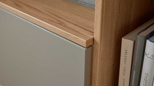 Wohnwand Interliving aus Holz in Grau Interliving Wohnzimmer Serie 2032 - Wohnwand Grau & Risseiche - Länge ca. 315 cm