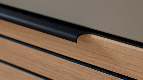 Wohnwand Interliving aus Holz in Grau Interliving Wohnzimmer Serie 2032 - Wohnwand Grau & Risseiche - Länge ca. 315 cm