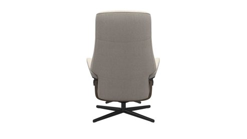 Sessel Ekornes aus Holz Metall Stoff in Creme Schwarz Holzfarben Stressless PHILIP M Cross Relax-Sessel mit Hocker Stoff 01 Offwhite, Fuss Cross Matte Black, Holz Smoked Oak