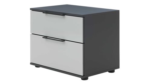Nachtkommode Interliving aus Holz in Hellgrau Interliving Schlafzimmer Serie 1210 – Nachtkommode 320125 Seidengrau & Basalt - zwei Schubladen, Breite ca. 46 cm
