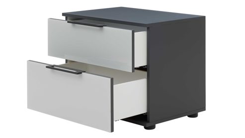 Nachtkommode Interliving aus Holz in Hellgrau Interliving Schlafzimmer Serie 1210 – Nachtkommode 320125 Seidengrau & Basalt - zwei Schubladen, Breite ca. 46 cm