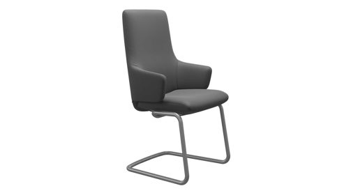 Stuhl Ekornes aus Leder Metall in Grau Silber Stressless Schwingstuhl LAUREL, Stuhl mit Armlehnen Leder Batick grey, Gestell D400 Satin Silver