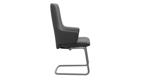 Stuhl Ekornes aus Leder Metall in Grau Silber Stressless Schwingstuhl LAUREL, Stuhl mit Armlehnen Leder Batick grey, Gestell D400 Satin Silver