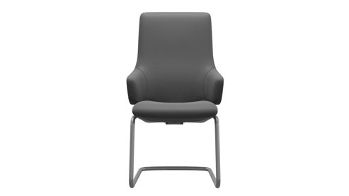 Stuhl Ekornes aus Leder Metall in Grau Silber Stressless Schwingstuhl LAUREL, Stuhl mit Armlehnen Leder Batick grey, Gestell D400 Satin Silver