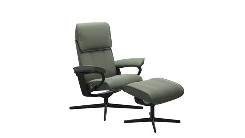 Sessel Ekornes aus Leder Metall in Dunkelgrün Schwarz Stressless ADMIRAL M Relax-Sessel und Hocker Leder Leder Batick 89 Thyme Green, Gestell Cross Matte Black
