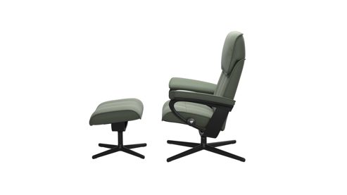 Sessel Ekornes aus Leder Metall in Dunkelgrün Schwarz Stressless ADMIRAL M Relax-Sessel und Hocker Leder Leder Batick 89 Thyme Green, Gestell Cross Matte Black