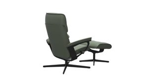 Sessel Ekornes aus Leder Metall in Dunkelgrün Schwarz Stressless ADMIRAL M Relax-Sessel und Hocker Leder Leder Batick 89 Thyme Green, Gestell Cross Matte Black