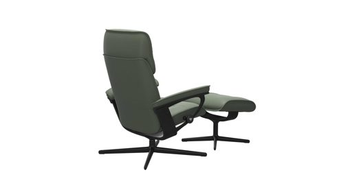 Sessel Ekornes aus Leder Metall in Dunkelgrün Schwarz Stressless ADMIRAL M Relax-Sessel und Hocker Leder Leder Batick 89 Thyme Green, Gestell Cross Matte Black