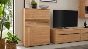 Highboard Interliving aus Holz in Holzfarben Interliving Wohnzimmer Serie 2032 - Highboard B090.122 Risseiche - zwei Türen, Breite ca. 90 cm