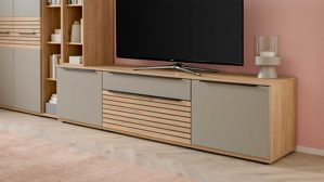 Wohnwand Interliving aus Holz in Grau Interliving Wohnzimmer Serie 2032 - Wohnwand EB31503 Grau & Risseiche - Länge ca. 315 cm