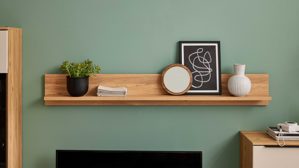 Wandregal Interliving aus Holz in Holzfarben Interliving Wohnzimmer Serie 2032 - Wandboard PAZ.180 Risseiche - Länge ca. 180 cm